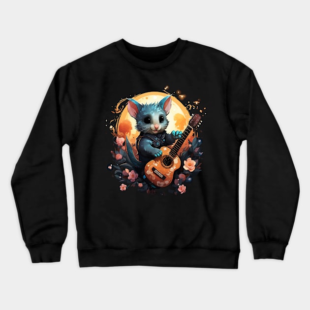 Sugar Glider Playing Guitar Crewneck Sweatshirt by JH Mart